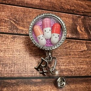 Happy pill funny pharmacy badge reel - pharmacists, pharmacy technicians, nurse
